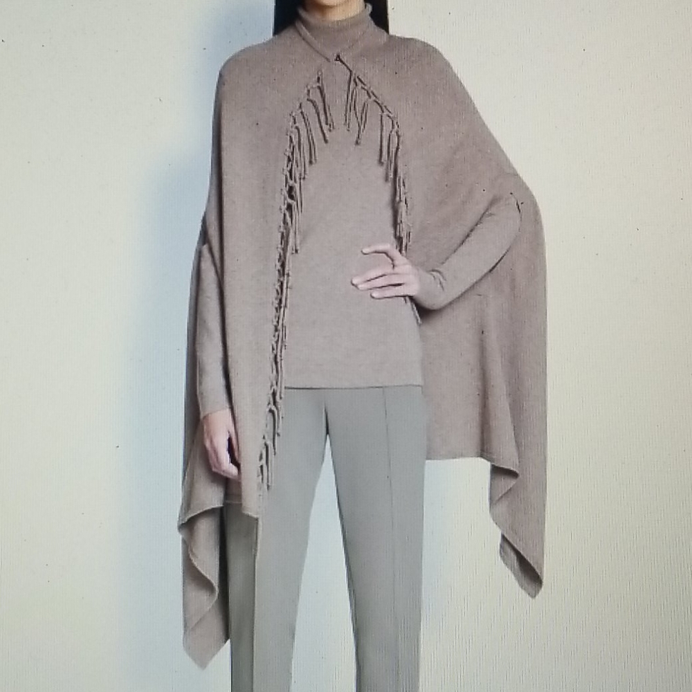 Escada Cashmere Fringe Cape